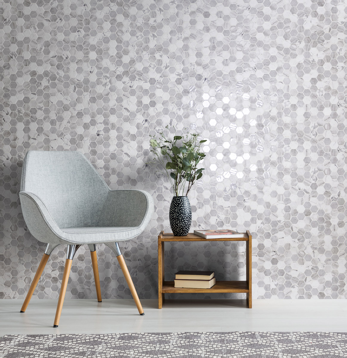 mosaico hexagonal pared interior ONIX