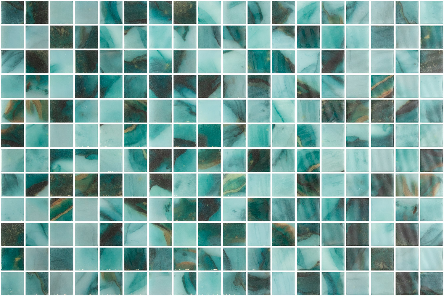 Pacific Turquoise Square Pattern Glass Mosaic